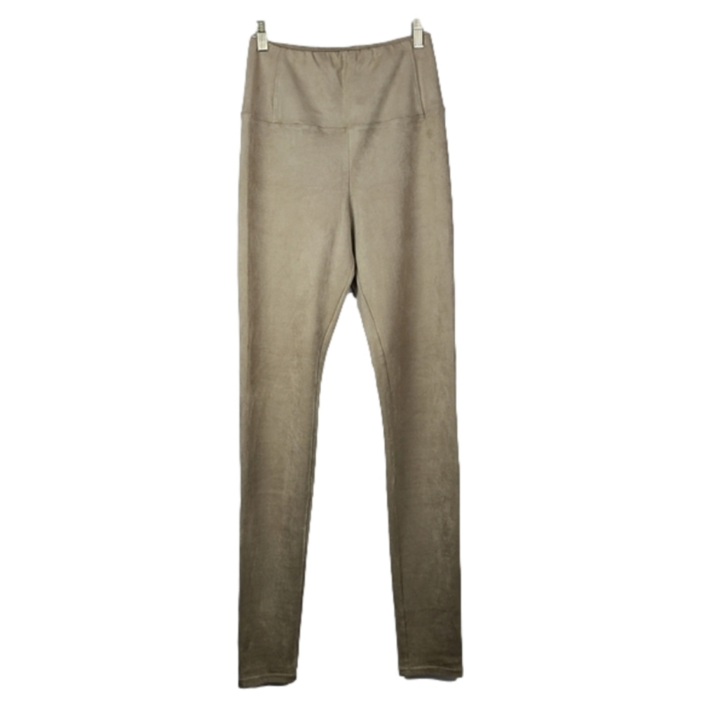Wilfred Free Aritzia cream faux suede high-rise officewear neutral pants, Sz M